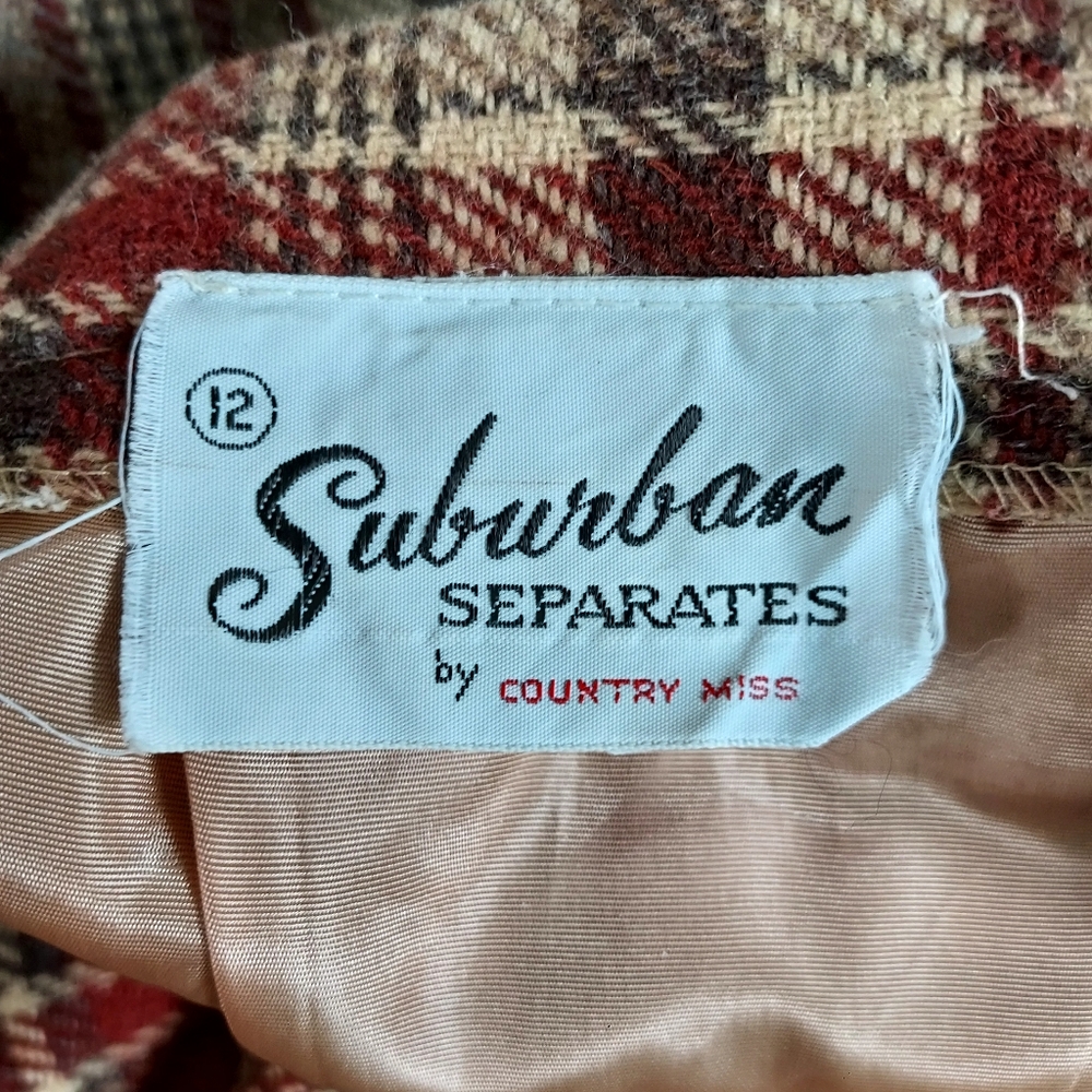 Vintage Plaid High-waisted Midi Skirt Suburban Separates by County Miss - Picture 9 of 9